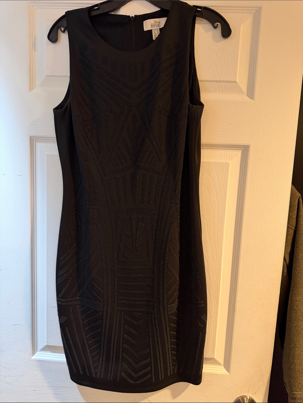 White House Black Market Black Textured Sleeveless Sheath Dress